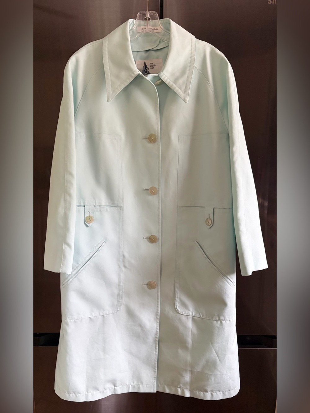 Vintage 1970s Misty Harbor Mint Green Car Coat Retro US Made Sz 14 Petite EUC